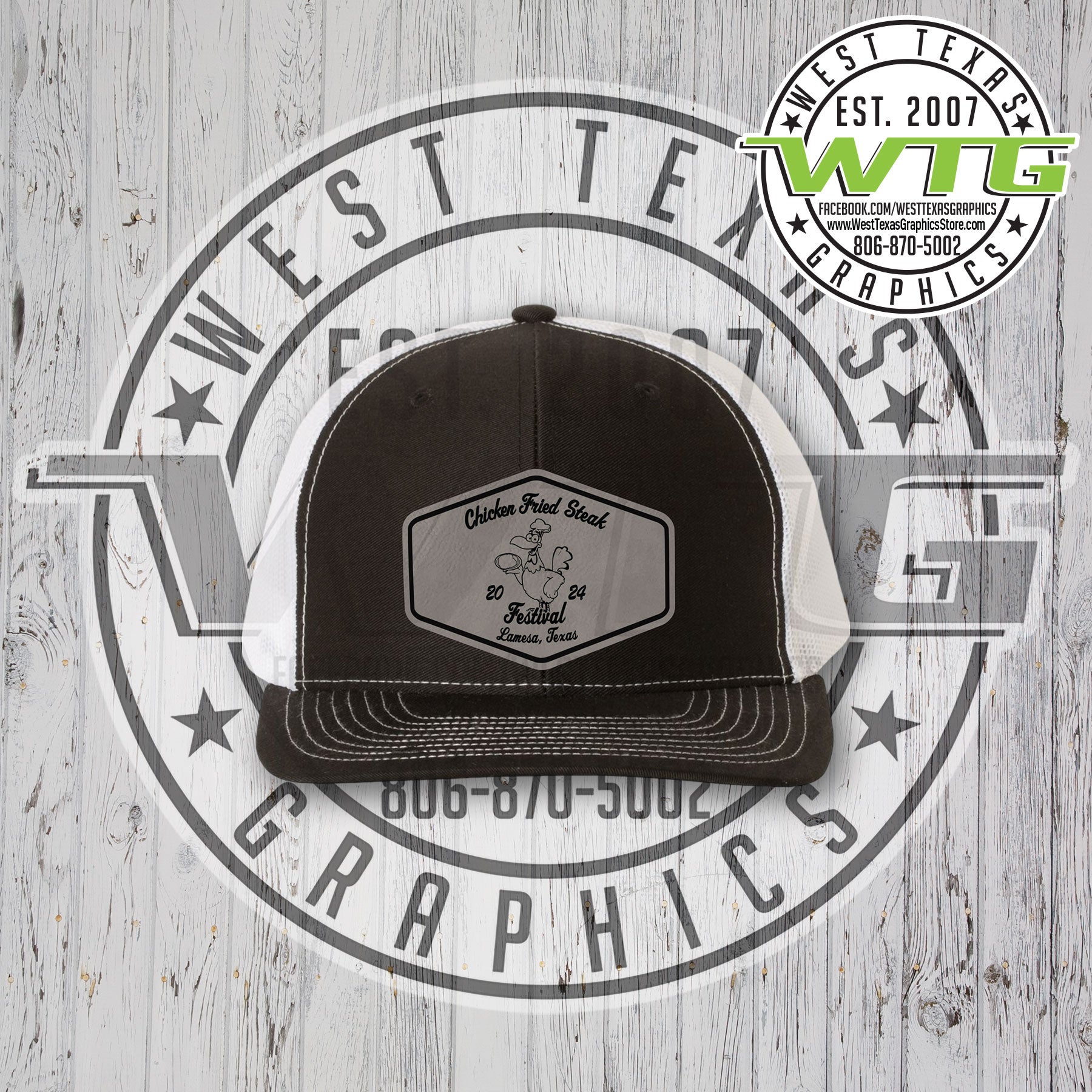 2024 Chicken Fried Steak Festival Grey Patch Cap West Texas Graphics